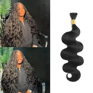 GK 16 inch Human Hair Bulk Hair Bundles For Braiding Body Wave Human Hair Braiding No Weft Double Drawn Brazilian Human Hair