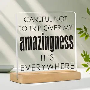 Funny Office Home Decor Sign, Don't Let Me Surprise You, Transparent Acrylic Desk Decoration with Base, Humorous Gift Idea, Desk Signage Decoration
