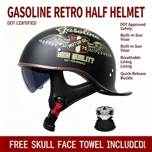 Trendy Personality Motorcycle Half Helmet, Dot Certified Vintage Harley Helmet, Unisex Riding Safety Helmet, Stylish and Secure