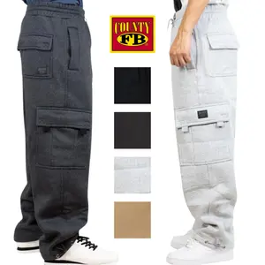 FB COUNTY Heavyweight Baggy Cargo Sweatpants - Loose Fit, Mid Waist, All Seasons, Machine Washable, 13oz Fleece, 2 Rear Flap Pockets, 2 Utility Pockets, Casual Menswear