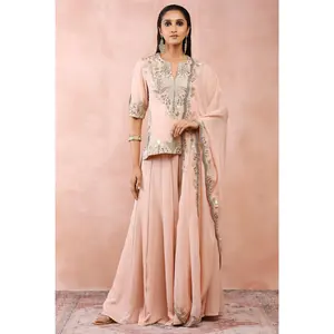 Rose pink bagh kurta and sharara set