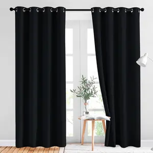 NICETOWN Black Out Curtains for Bedroom 84 inches Long - Light Reducing Thermal Insulated Solid Grommet Curtains/Panels/Drapes for Living Room (Set of 2, W52 x L84)