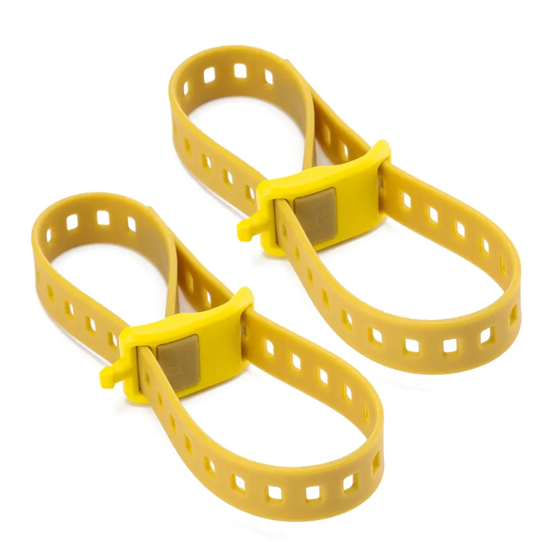 2-Pack Heavy-Duty Lightweight Outdoor Gear Straps with Durable TPU Polyether, Rugged Adjustable Buckle, Impact-Proof Figure-8 Looping System, 62kg Extreme Support, Abrasion-Resistant All-Weather Cycling Equipment for Bikepacking Dry Bags (Yellow)