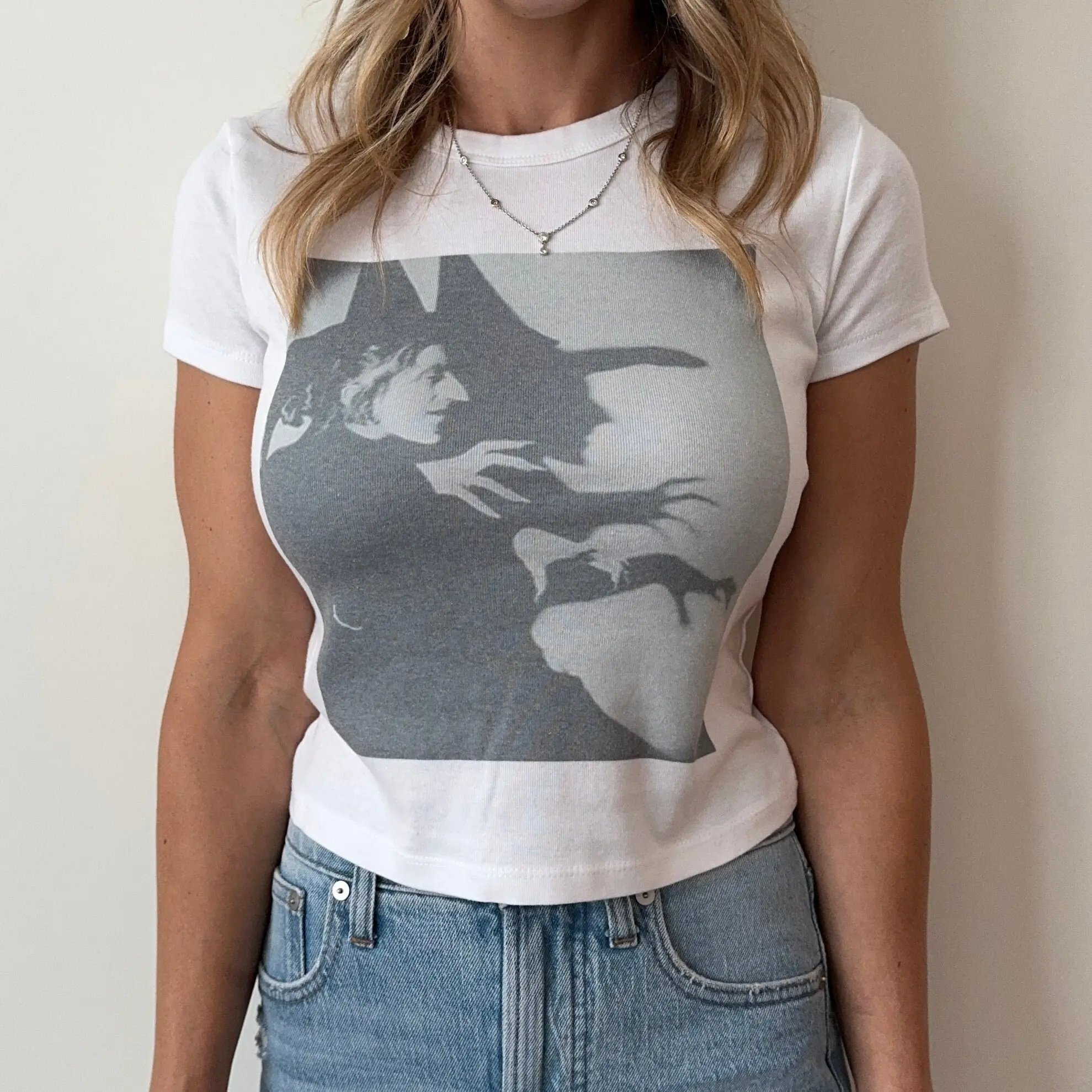 Wicked Witch Baby Tee, Halloween Graphic Tee, Spooky Movie Shirt, Retro Horror Tee, Witch Aesthetic Tee, Y2K, Gothic, Vintage, Spooky, Trendy, Gift for Women