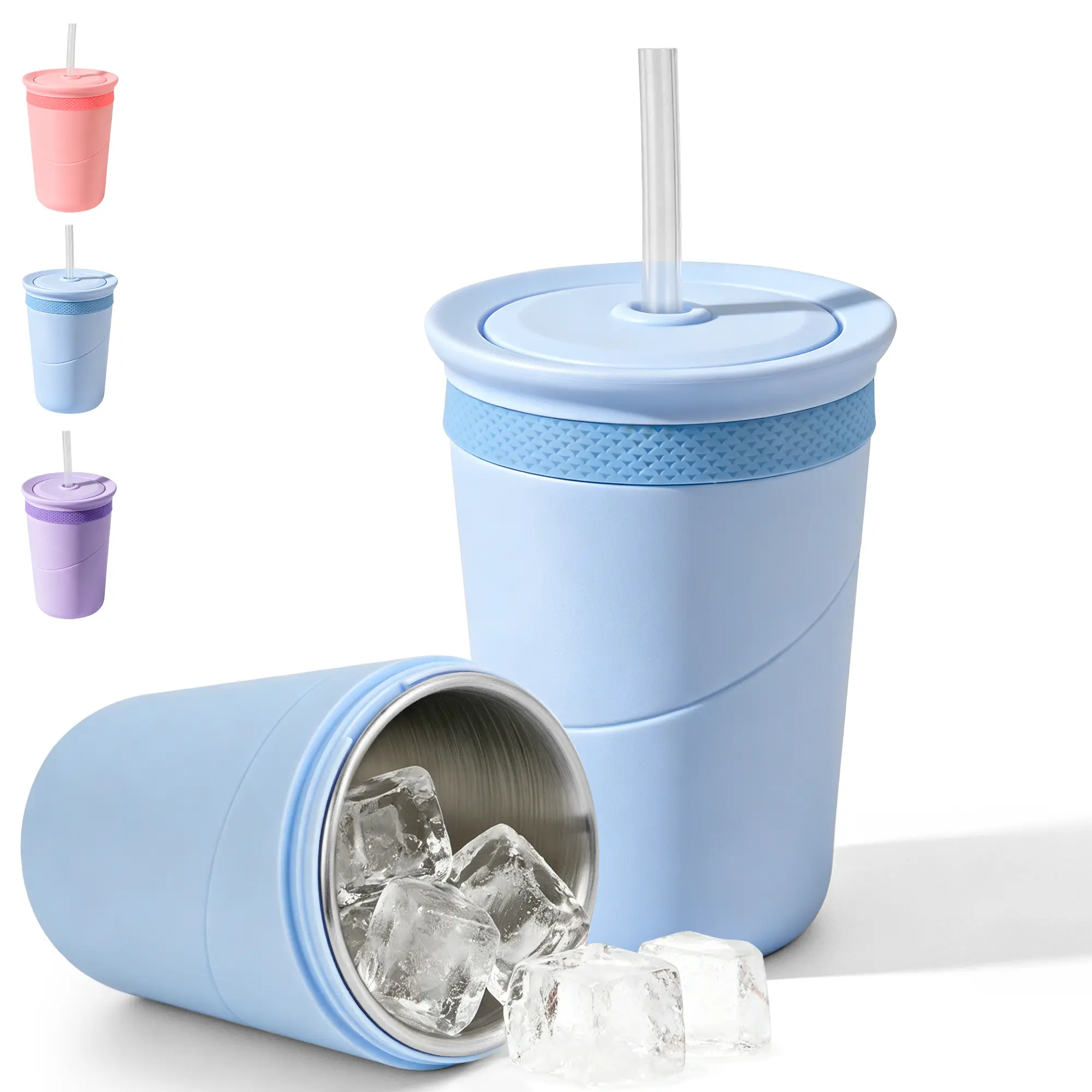 SUSTEAS Chill Cup Tumbler - Double-Wall Insulated 330ml Stainless Steel Drink Cooler for Cans & Bottles, Compact, BPA-Free, Portable, Fast Cooling for Instant Refreshment, Cold Retention