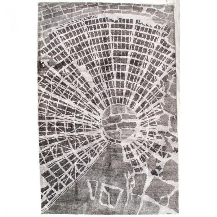 Canvello Modern Hand-Knotted Silk Gray Area Rug - 9' x 12'