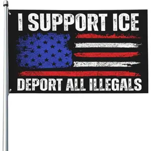 I Support Ice Flag 3x5ft, Deport Them All Yard Flag, Political Garden Banner With 2 Grommets, Polyester Outdoor Flag, Patriotic Protest Rally Flag, Durable Fade Resistant Lawn Garden Wall Decor, Single-Sided