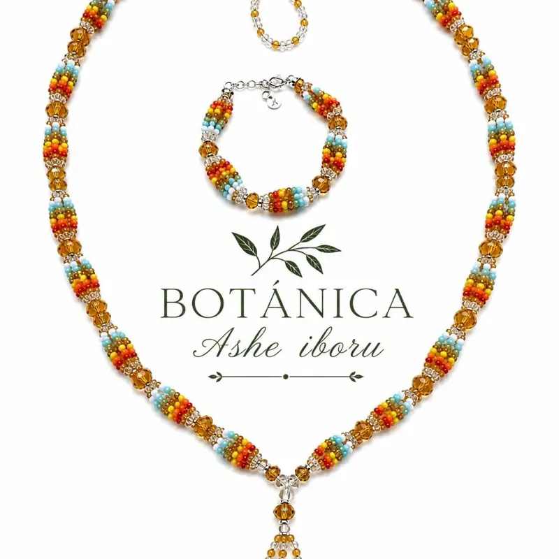 Juego de collar Crystal Bead Headband Collarcon ide de cabecera Camino oshun ibu yumu