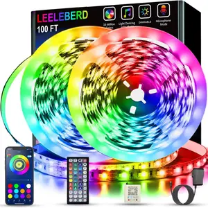 Led Lights for Bedroom 100 ft (2 Rolls of 50ft) Music Sync Color Changing RGB Led Strip Lights with Remote App Control Bluetooth Led Strip, Lights for Room Home Kitchen Party Decor, Led Lighting, Rgb Ambient Lighting