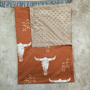 Bull skull cow printed western baby blankets