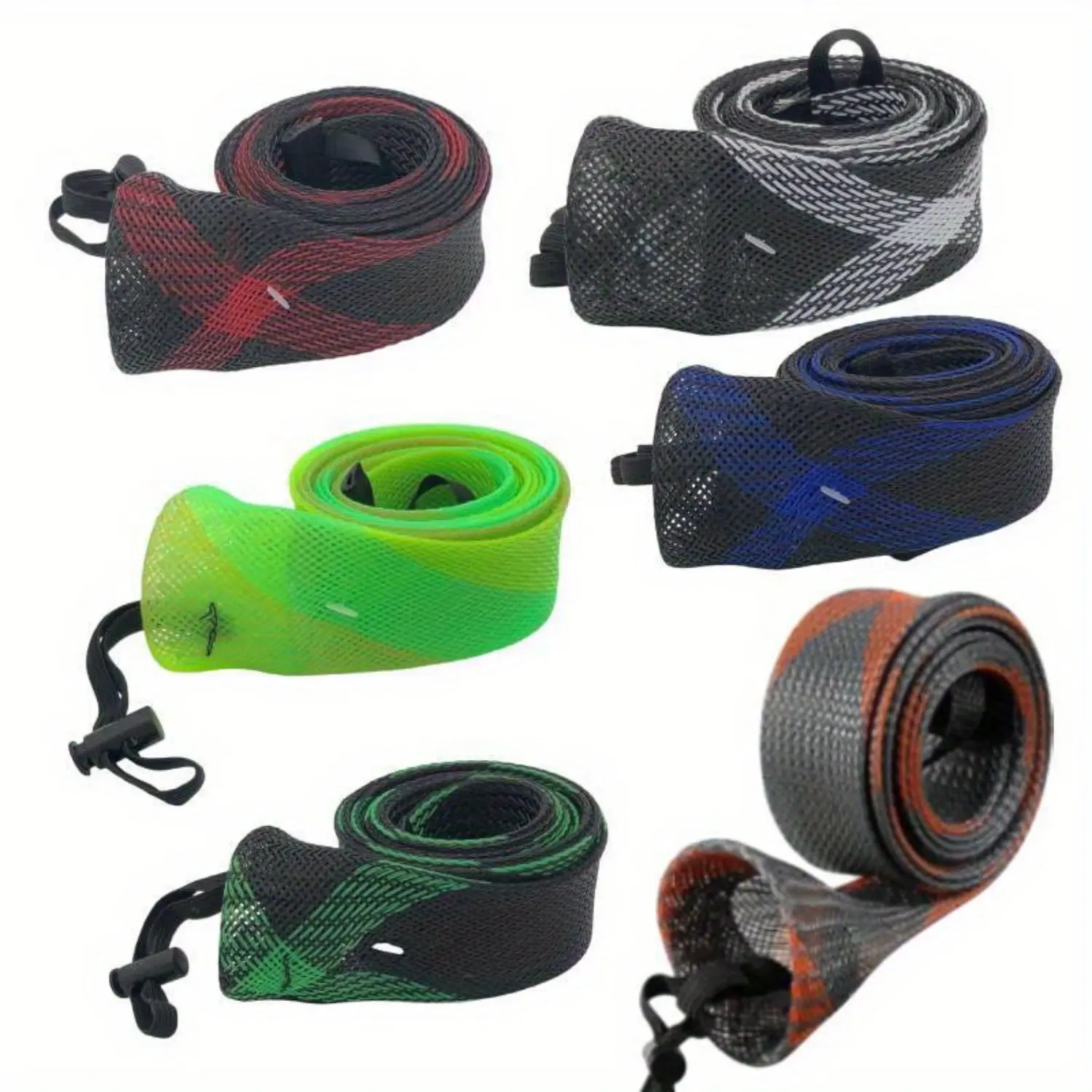 6 Pack Fishing Rod Sock Fishing Rod Sleeve Rod Cover Braided Mesh Rod Protector Pole Gloves Fishing Tools for Spinning Fishing Rod,Casting Rod,Musky Rod, Ice Rod, Fly Rod, Spey Rod beach essentials
