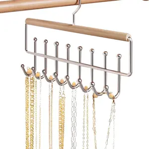 Jewelry Holder Organizer Wall Mount Necklace Holder Necklace Organizer，Wooden Jewelry Hanger Necklace Holder with 16 Hooks,Hanging Jewelry Organizer