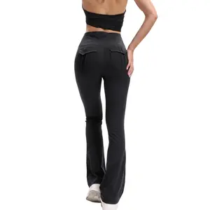 Women's High Waisted Yoga Pants with Pockets - Soft, Stretchy & Breathable Flared Leggings for Workout, Fitness, and Exercise