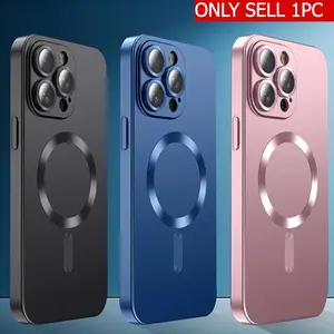 Luxury Magnetic Wireless Charge Protective Phone Case Accessories For iPhone X XS XR XS Max 7 8 SE2 SE3 7Plus 8Plus 16E 11 12 13 14 15 16 17 Pro Max Soft Magnetic Matte Bumper Lens Protection Cover