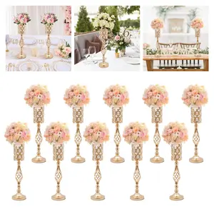 CNCEST Wedding Flower Vases 10Pcs Elegant Gold Centerpieces for Tables Decorative Floral Arrangements
