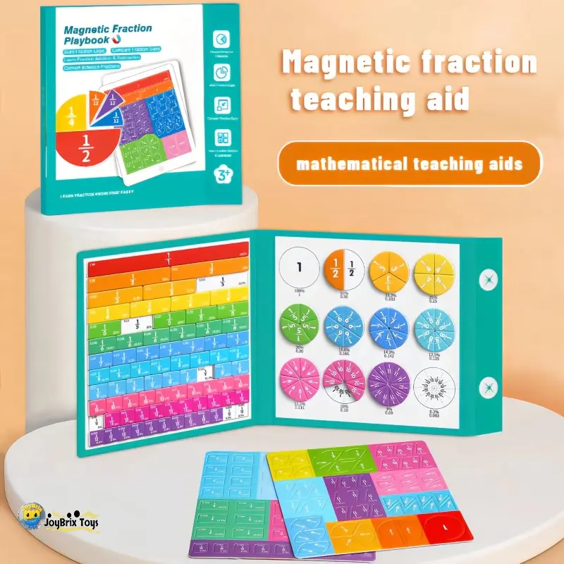 JoyBrixToys Magnetic Fraction Math Learning Book - Unisex Educational Montessori Puzzle Toy for 3-4 Years, 3-8 Kids, Toddler & Kids Gifts, Screen-Free Visual Learning Tools for Addition Teaching Supplies