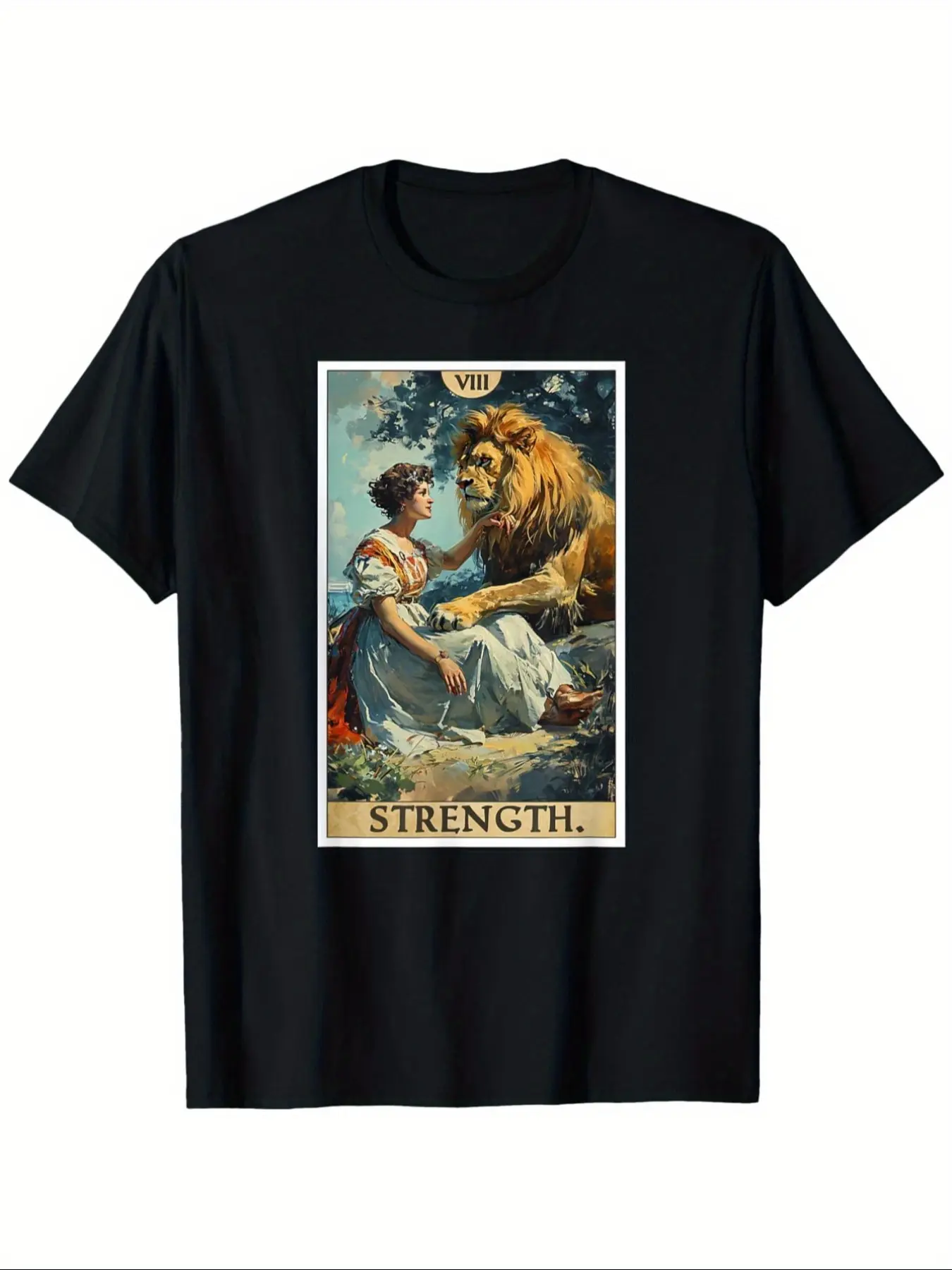 Tarot Card Power T-Shirt, Casual Fitted Short Sleeve Tee, Gift for Men Women Parents Friends, All Seasons Cartoon Pattern, Apparel, Clothes