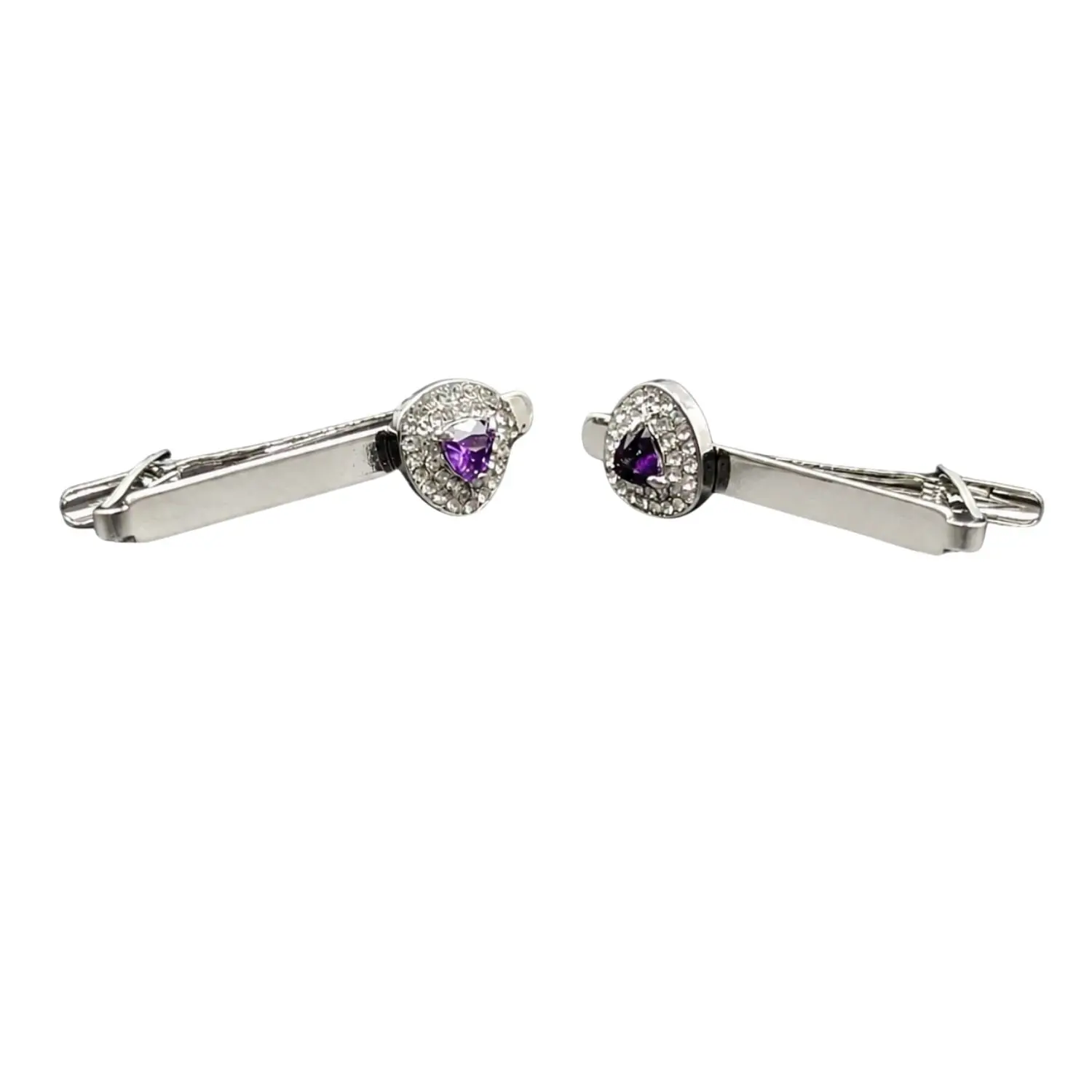 Teardrop Cufflinks in Silver Deep Purple Amethyst