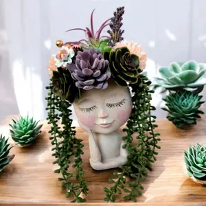 Lady Face Planters Head Planter Indoor with Adorable Design for Home Decor