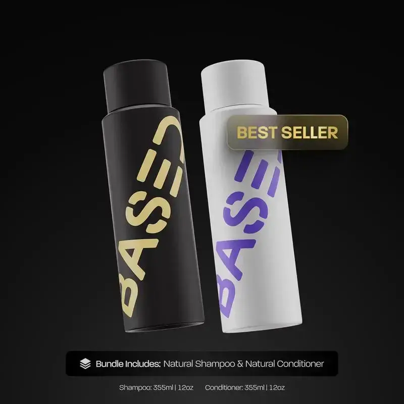 BASED Shower Duo | Shampoo + Conditioner | Deep Clean, Hydrates, Soothes Scalp, Boosts Volume | Fresh Peppermint | Premium Non-Toxic Formula | 12oz Each