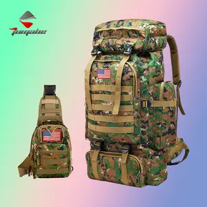 Jumahe Springtok Large Capacity Tactical Camouflage Backpack with 1 sling bag,Waterproof and Wear-resistant,Emergency Survival Bag,Perfect for Camping Hiking Traveling,Tactical Gear for Men,Survival Gear,Hunt Accessories,Bug Out Bag,Go Bag
