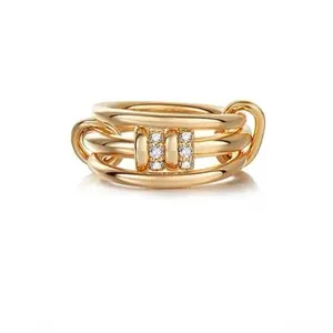 NECOCY Interlocked Stackable Rings for Women - Statement Multi Ring Mixed Metals Stack - Cubic Zirconia Stacking Engagementrings Jewellery Gift for Fashion