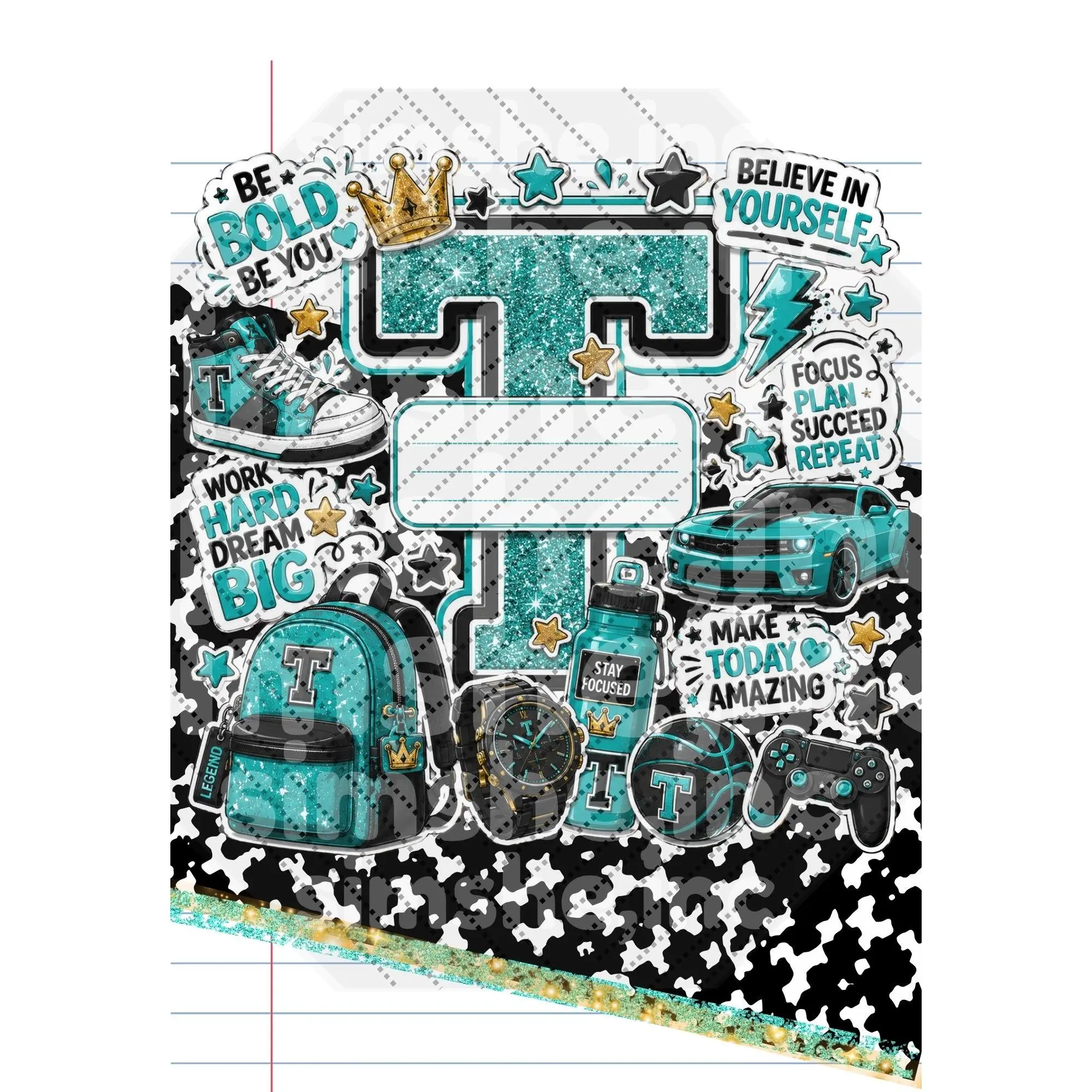 Teal Green T Notebook Cover