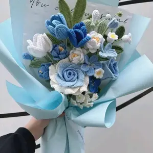 crochet flower bouquet blue