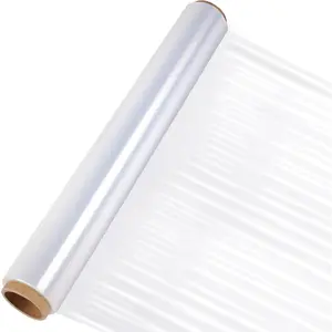 Stretch Film Roll,15IN Wide 196.8FT Long-60 Gauge Shrink Wrap Film,Self-Adhering Plastic Wrap Roll for Pallet Wrap, Furniture Wrapping Moving & Protection,300% Max Stretch,Clear