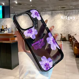 Phone Case for iPhone 16 Plus 15 Pro Max 14 13 12 11 Lavender Floral Promise Pattern Non-Yellowing Shockproof Soft Silicone Stylish Transparent Cover