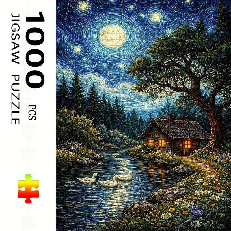 1000 Piece Beautiful Landscape Puzzle, Large Adult Family Interactive Toy, DIY Home Decor Brain Challenge, Festive Scene, Durable Puzzle