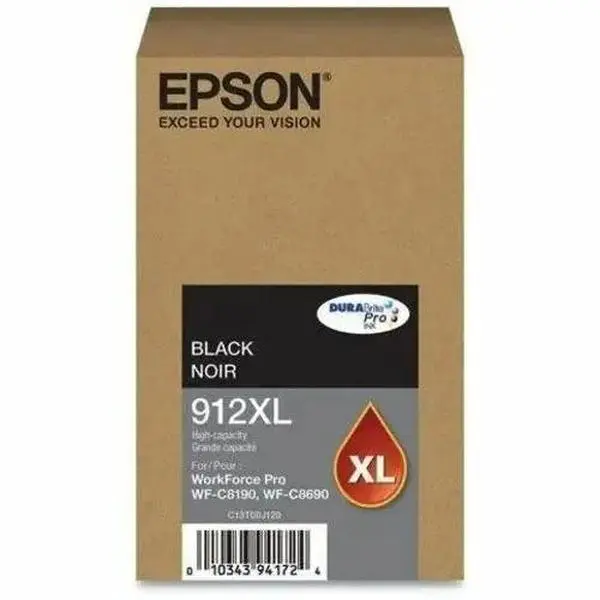 Epson DURABrite Pro 912XL Original High Yield Black Ink Cartridge for Epson WorkForce Pro Printers