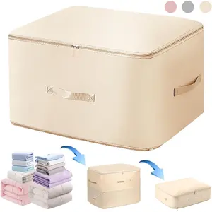 Ultra Space Saving Self Compression Organizer,Storage Bags,Heavy Duty Moving Bags,Storage Tote for Space Saving, Self Compression Moving Organizer Bags for Comforters,Clothes, Blankets (Khaki, XL)