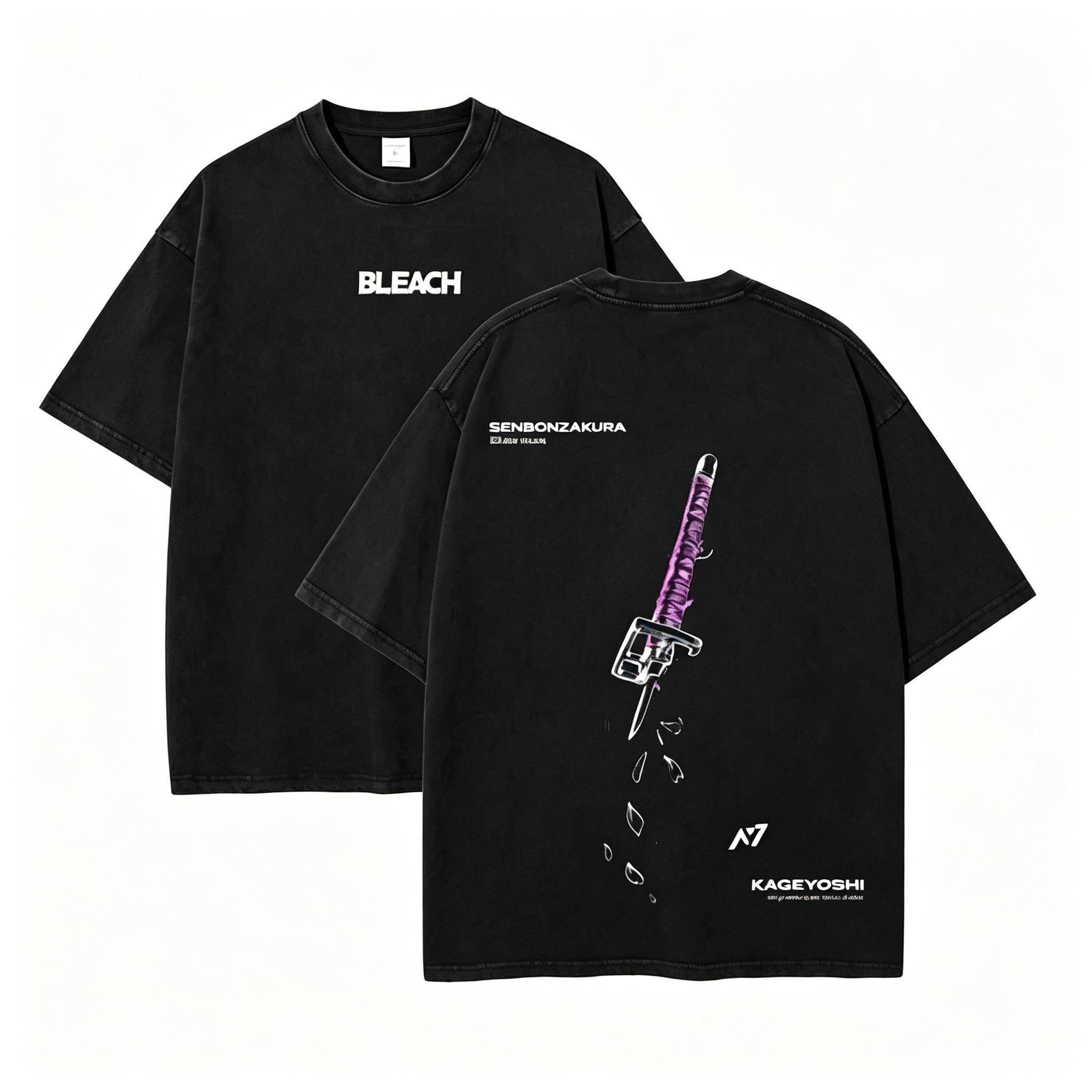 Bleach - Byakuya Streetwear Shirt, Japanese Anime T-Shirt, Unisex Anime T-Shirt Cotton, Streetwear Man Top Fabric Menswear，Anime fans, Bleach anime merchandise