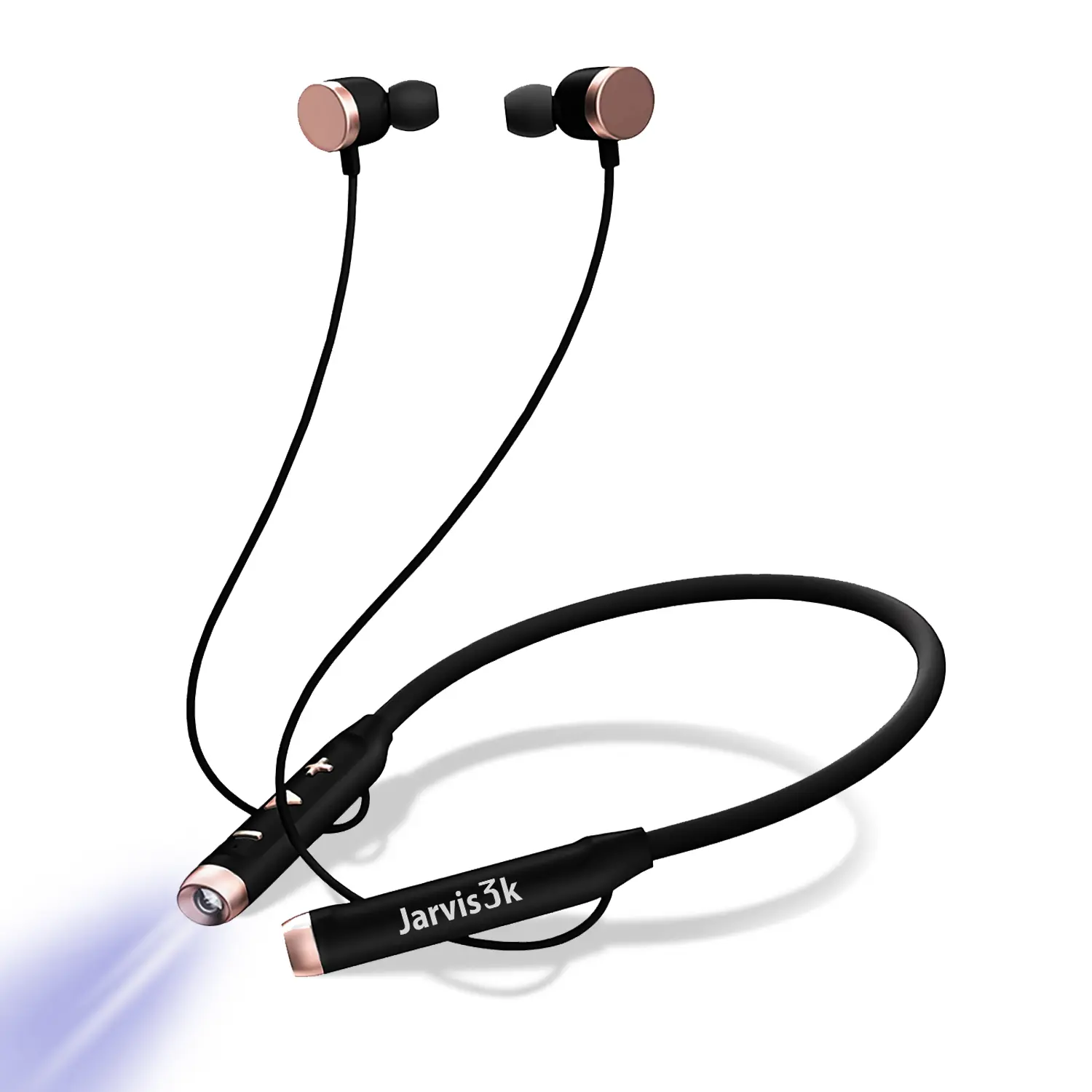 Jarvis3k Flashlight Headphones Wireless Neckband Reading Light Bluetooth HQ Sound Listening Audiobooks Music SD Card Player USB-C Fast Charging Long Battery Life (Black) Earphones Electronic Headset Earbud Chargeable