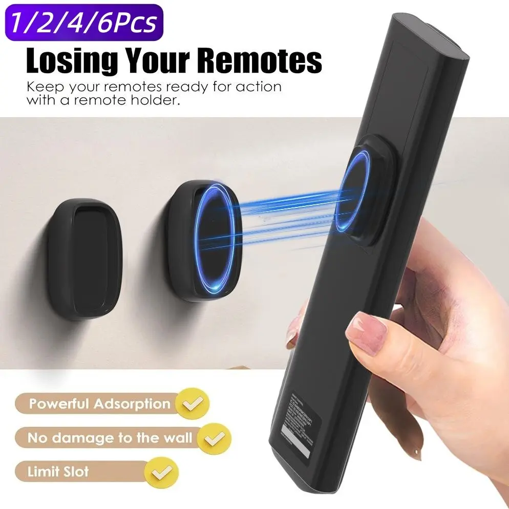 1/2/4/6 pack Cross border remote control magnetic tape storage on the wall, no drilling required, wall mounted, strong magnetic silicone plug board holder, buckle hook, Home Organizer Hook, Hanging Organizer, Losing Your Remotes