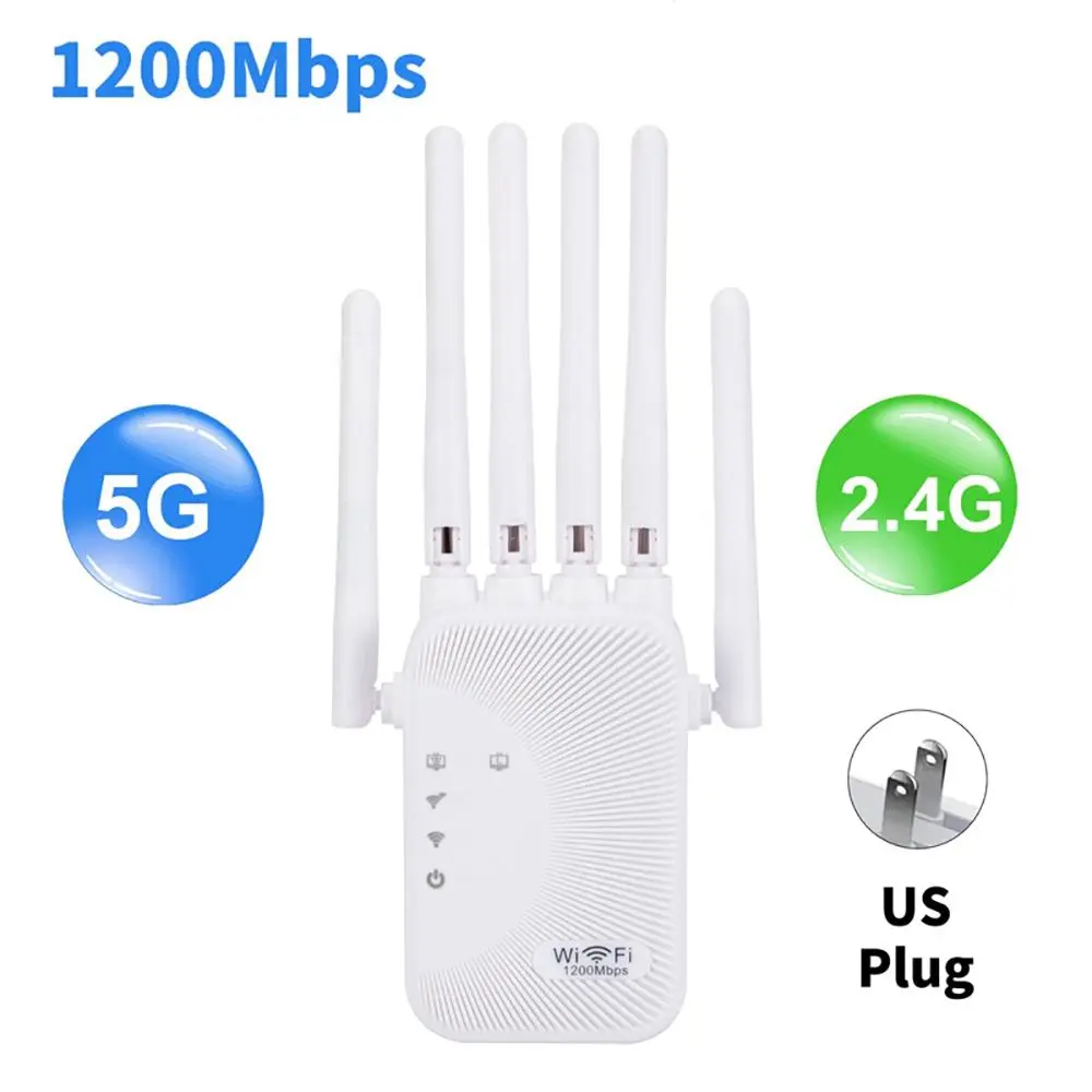 Portable WiFi Repeater - AC1200M Dual Bands High Gain Network Expander, Wireless Signal Booster, LTE Mobile Hotspot for Home Users
