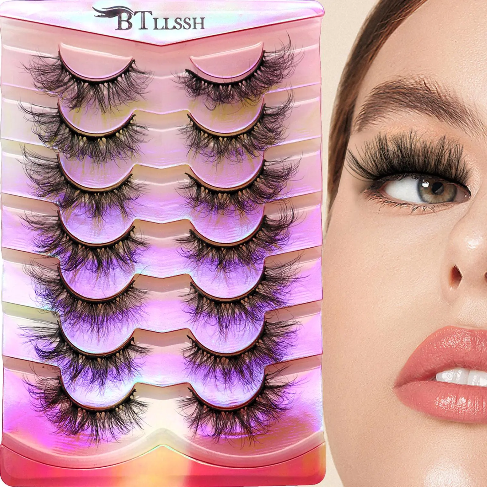 False Eyelashes, Diy Dramatic Lashes, 7 Pairs Wispy Natural Look Faux Cluster Lashes, Natural Curling Eye Makeup Strip Lashes, Fluffy Volume Eyelashes, Volumized False Eyelashes, Volumized Fake Eyelashes, Lashes Extension Set for Daily Use, Gift