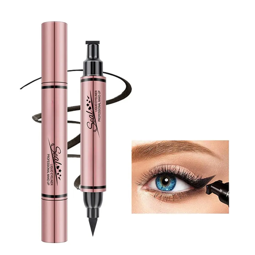 Jumbo Dual Ended Eyeliner, High-Capacity Liquid Black Winged Cat Eye Stamp & Liner Pen