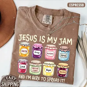 Comfort Colors Jesus Is My Jam Shirt, Funny Christian Mom Tee, Jesus Christ Shirt, Gift for Christian Women, Bible Verse Religious Shirt, Faith-Based Graphic Tee, Cute Spiritual Shirt, Trendy Religion