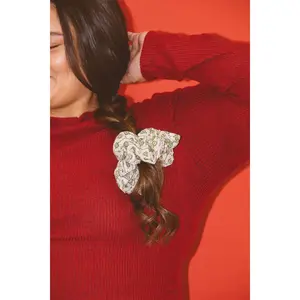 Jumbo Vintage Green Ornament Scrunchie