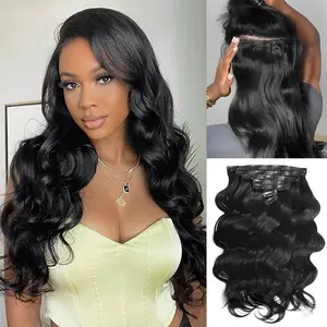 Celie 100% Virgin Human Hair Clip-In Extensions Silky Straight/Yaki Straight/Body Wave 7 pcs/pack Seamless & Invisible Edge No Salon Needed Versatile Styles