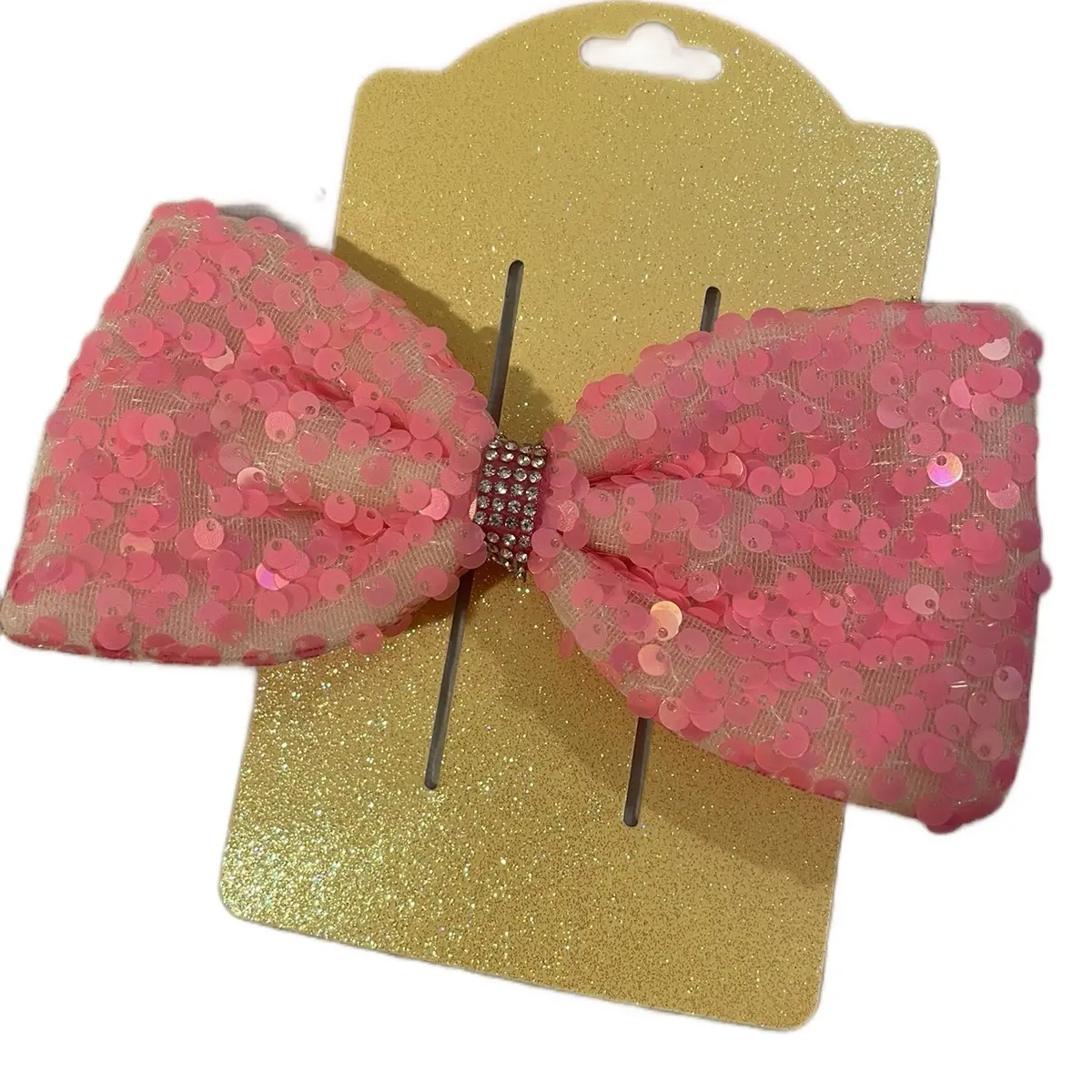 Pink Sparkly Hair Bow - Stylish Hair Accessory with Colorful Design and Elegant Fit