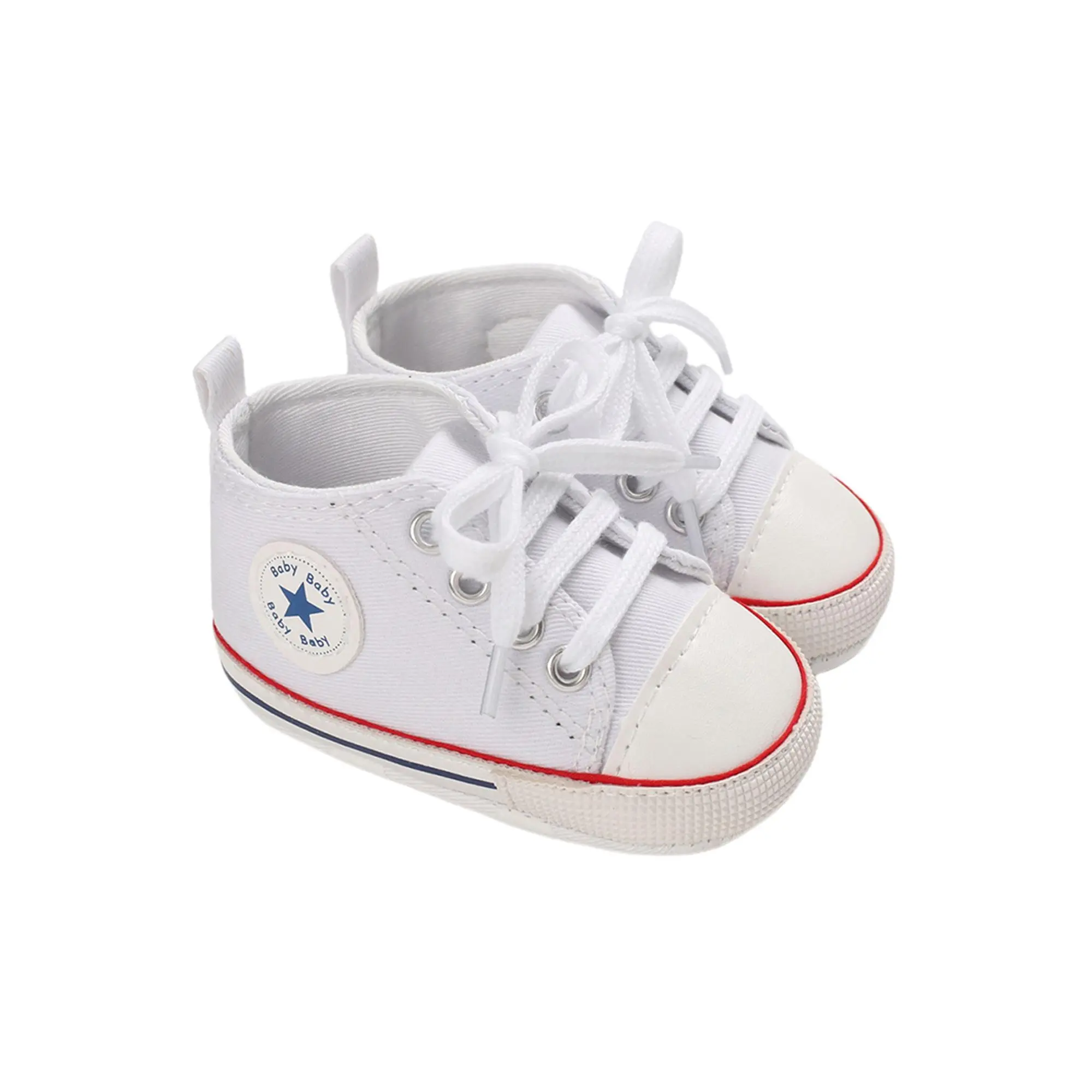 [Lullaby] Girls Boys Patchwork Canvas Shoes, Anti-Slip Soft Sole Flat Sneakers for First Walkers