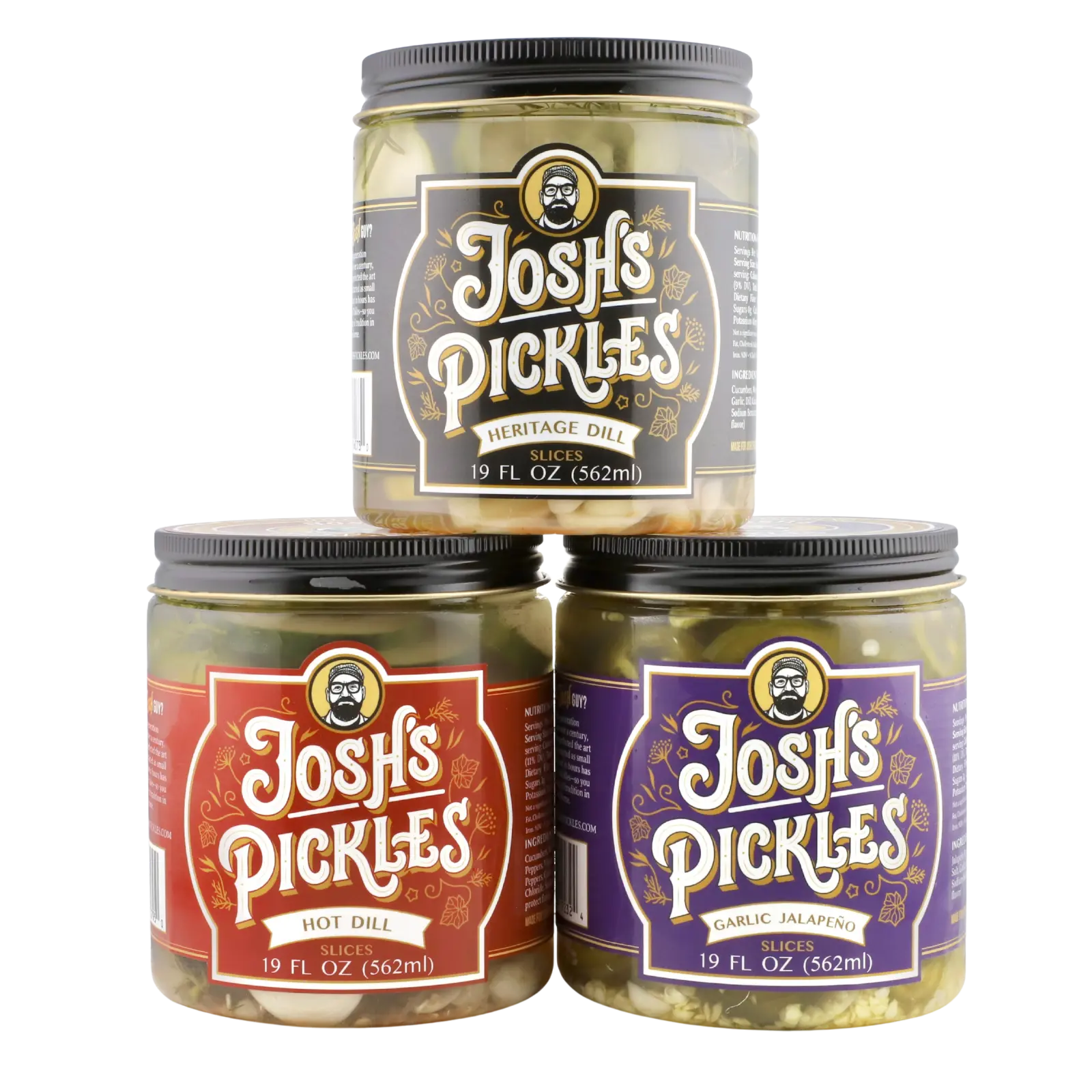 3 Pack - Variety "Starter Pack" - Heritage Dill Slices, Hot Dill Slices, Jalapeño Slices | ships on ice Mon-Wed