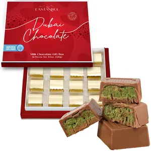 [Father's Day Special] Eastanbul Dubai Chocolate Gift Box, 16 Pieces Milk Chocolate with Pistachio Filling, 11.3oz Premium Assorted Chocolates | Ice Pack Included