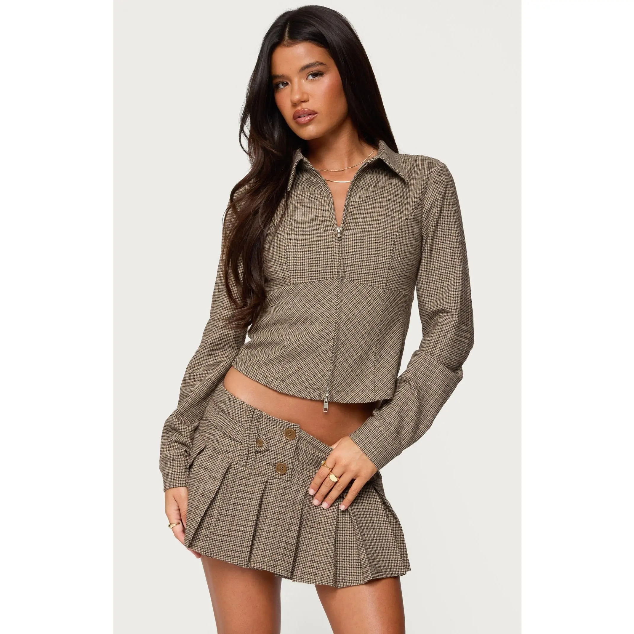 Edikted Women's Lockette Plaid Jacket