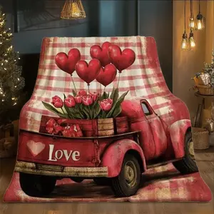 【JIT】One Piece Love Truck Printed Flannel Blanket - Soft and Warm, Suitable for Sofa, Bed, and Travel, All Seasons, Machine Washable, Suitable for Camping, Office Chair, Enhances Home Atmosphere, for Brothers and Sisters