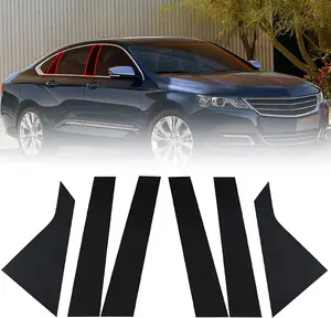 Glossy Black 6pcs Pillar Posts Door Window Trim Compatible with Chevy Impala 2014 2015 2016 2017 2018 2019 2020