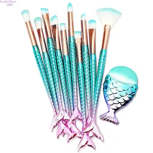 Premium Synthetic Fiber Makeup & Eyeshadow Brushes Set - Long-Handle Mermaid Fishtail Design, Professional Beauty Tools for Daily Cosmetic Application, Travel Use